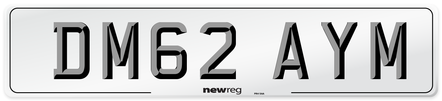 DM62 AYM Number Plate from New Reg